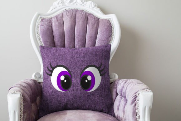 Cartoon Eyes with Lashes Applique