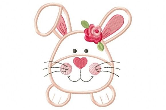 Rabbit with Flowers Applique